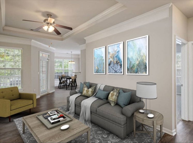 Living Room space at Cambridge Square in Overland Park, KS